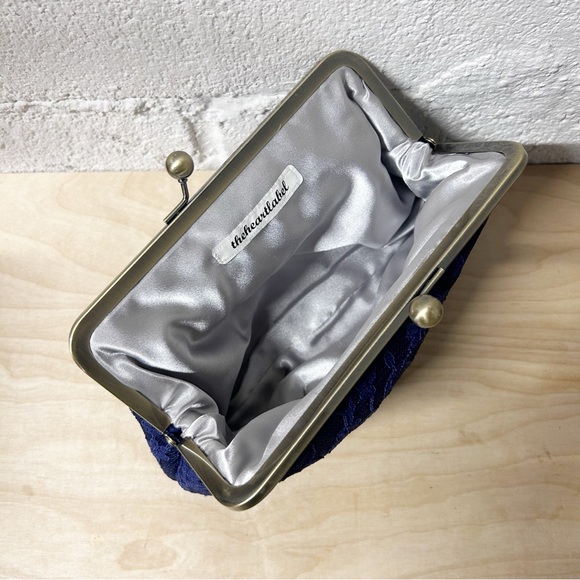 The Heartlabel Bridal Clutch Royal Blue with Dark Purple Lace, Kiss-lock NWOT - Picture 6 of 6